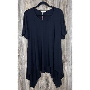 NWT Inside Out Top Miranda Tunic Large Black Asymmetrical‎ Lightweight Popover